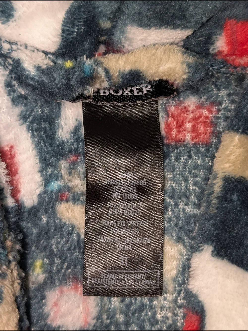 Joe Boxer Kids 3T Plush Polar Bear Winter Robe Dark Green White Red Tan